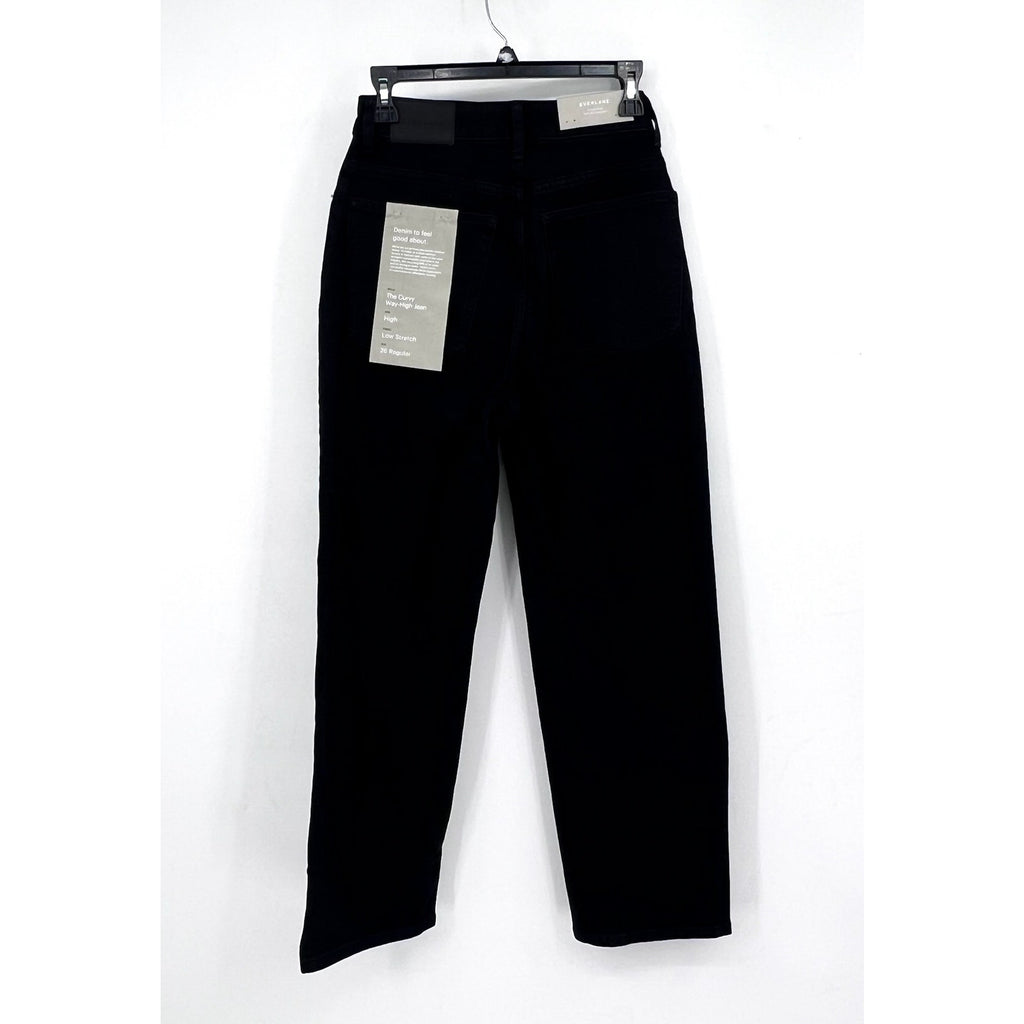 EVERLANE Women's The Curvy Way High Jeans 26x27 US 2 Black Organic Cotton NWT