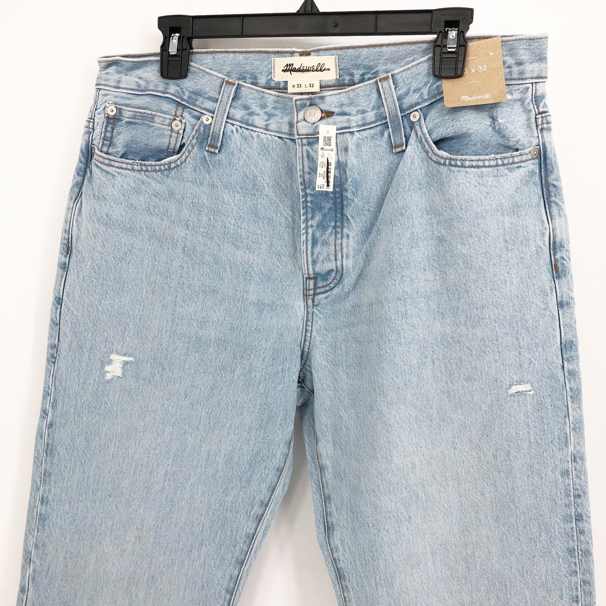 MADEWELL Men's 1991 Straight-Leg Jeans 27X28 Light Blue Halton Distressed NWT