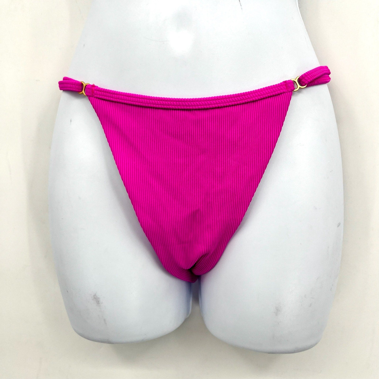 L*SPACE Women's Remi Bitsy Bikini Bottom Small Pink Bright Fuchsia Cheeky NWT