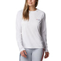 COLUMBIA Women's Tidal Tee PFG Fish Flag T-Shirt Large White USA Long Sleeve NWT