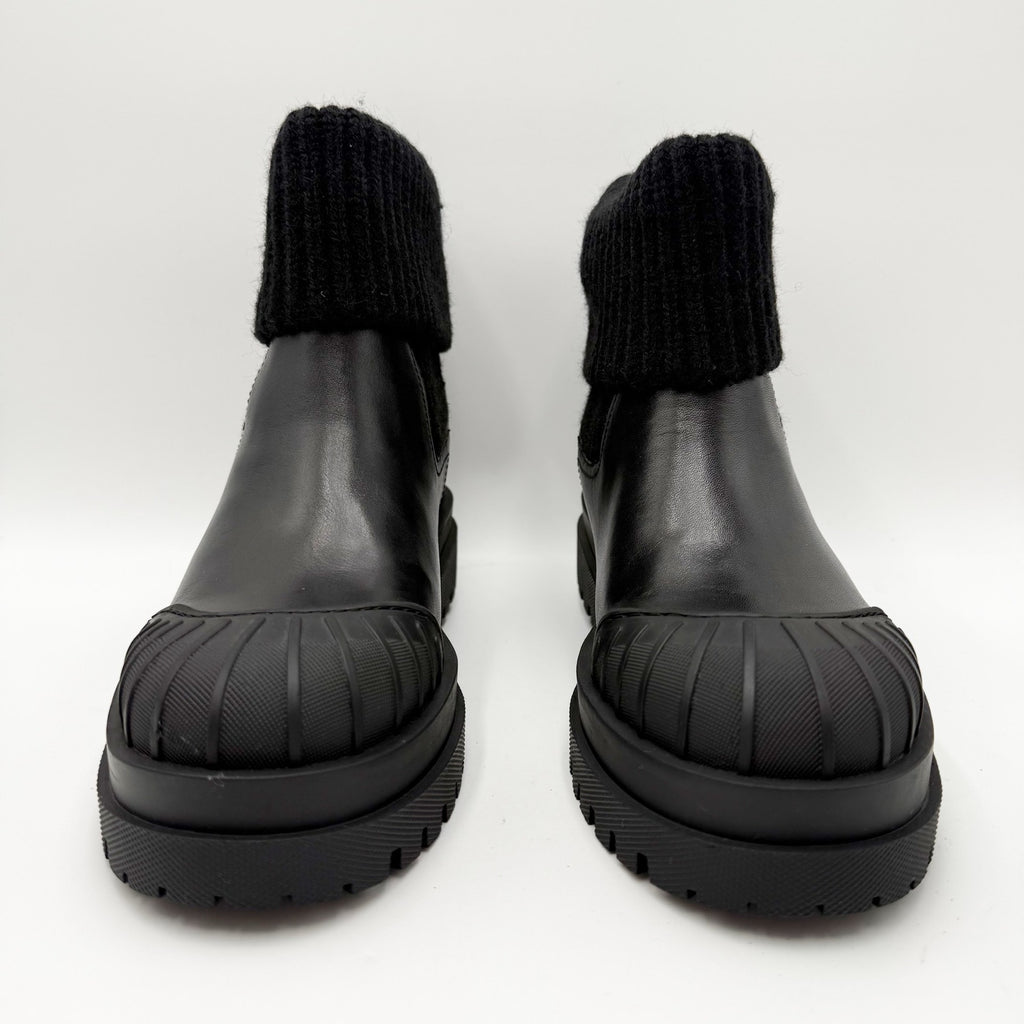 Sam Edelman Womens Steele Chelsea Boots Size 7 M Black Knit Leather NIB