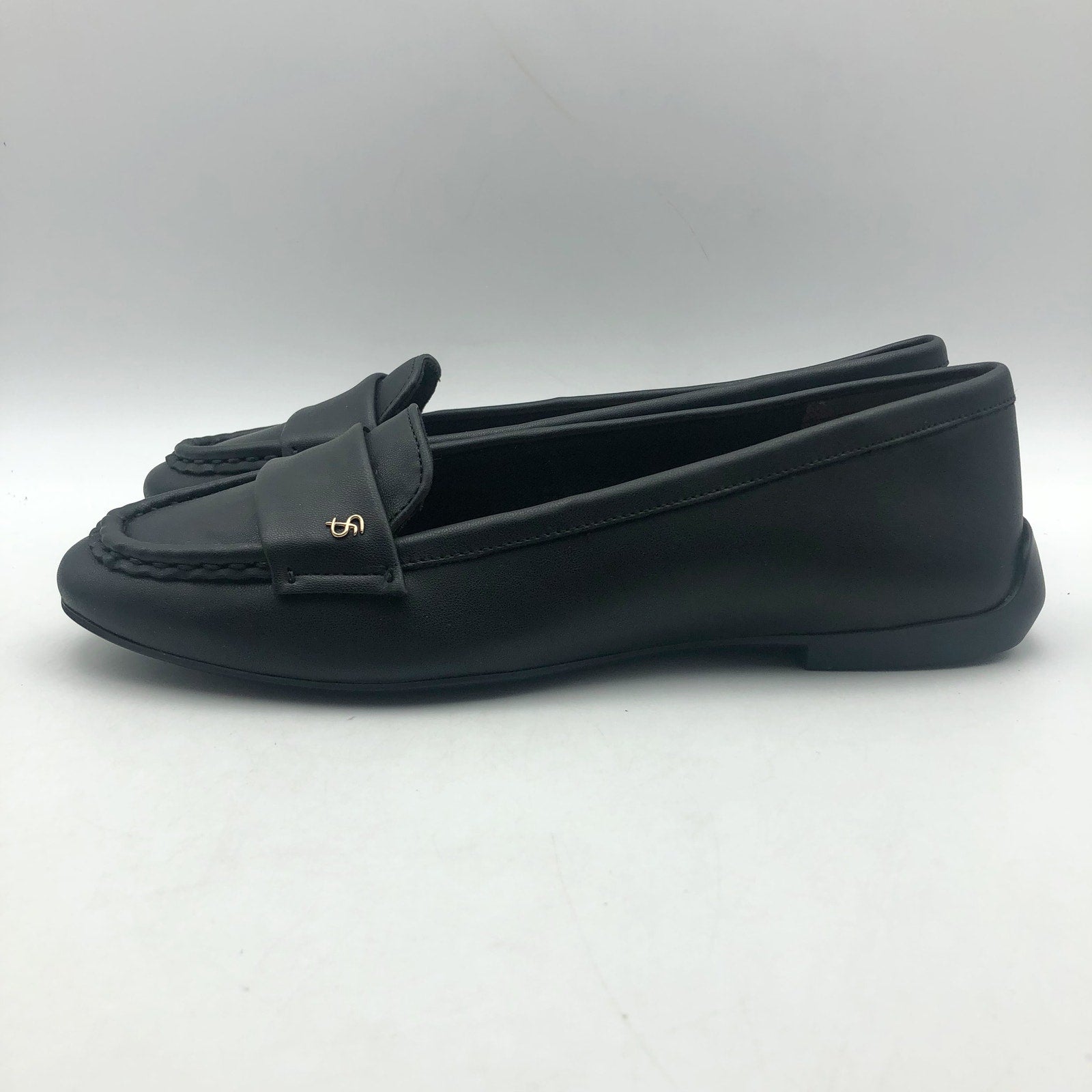 Franco Sarto Womens Faris Slip On Flats Size 7 Black Faux Leather Loafers NIB