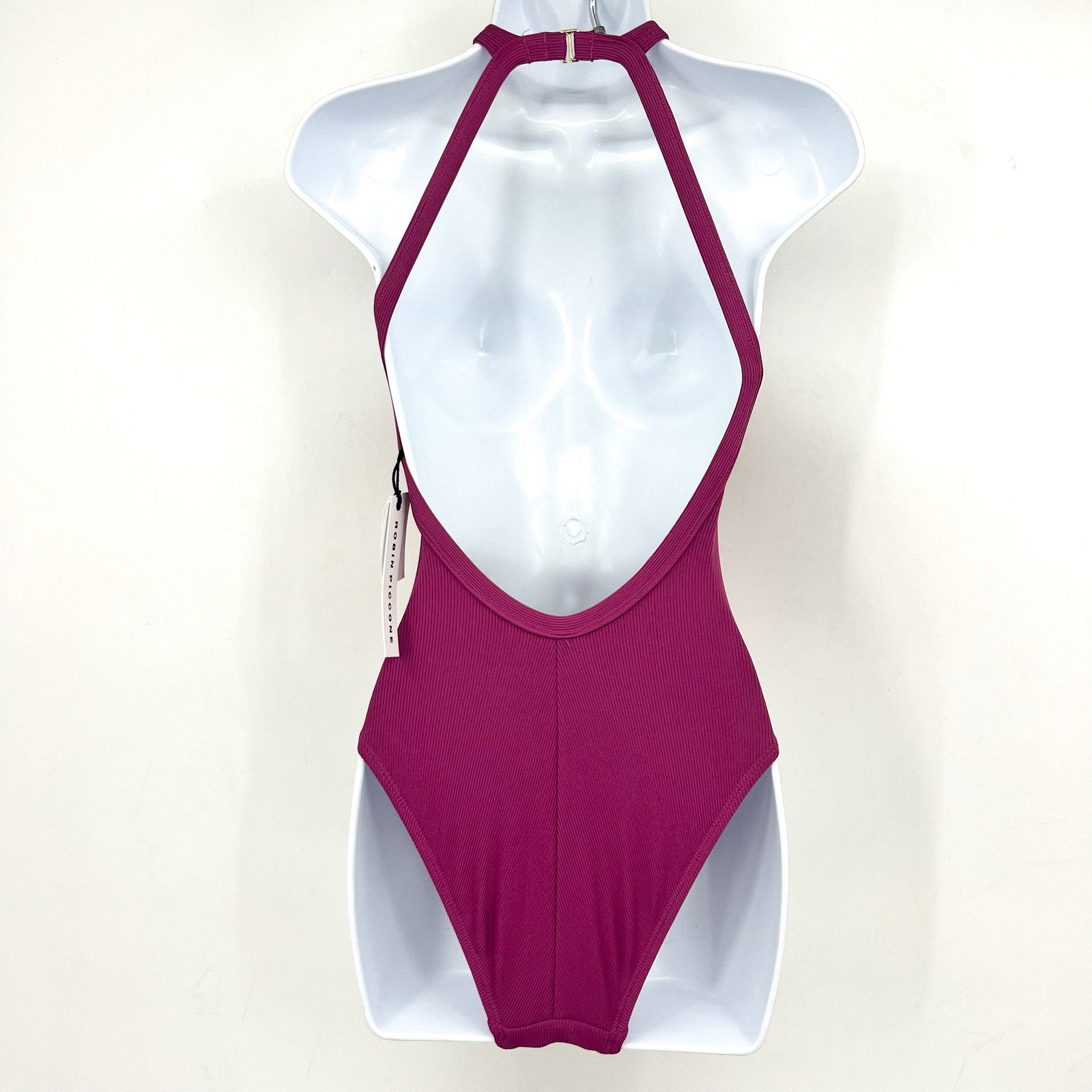 ROBIN PICCONE Amy One Piece Swimsuit Size 2 Purple Lotus High Neck Open Back NWT