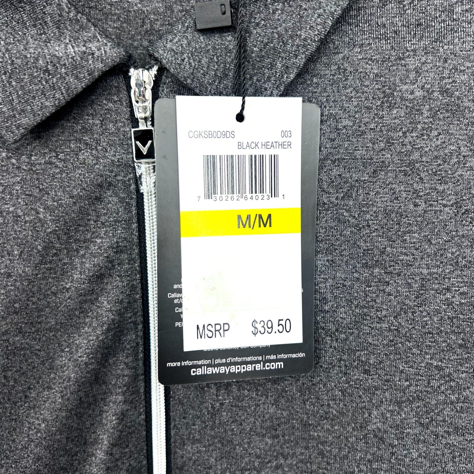 CALLAWAY Womens Golf Polo Shirt Medium Black Heather 1/4 Zip Short Sleeve NWT