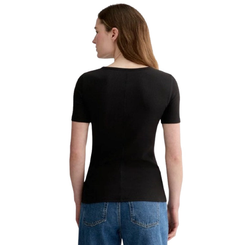 EVERLANE Women's The Luxe Rib Crew Tee XXS Black Short Sleeve Supima Cotton NWT