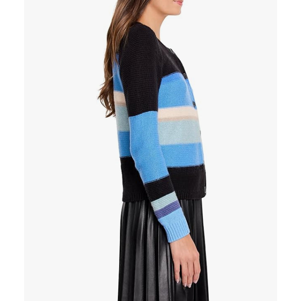NIC+ZOE Womens Mid-Day Mix Cardigan Sweater Small Blue Multi NWT