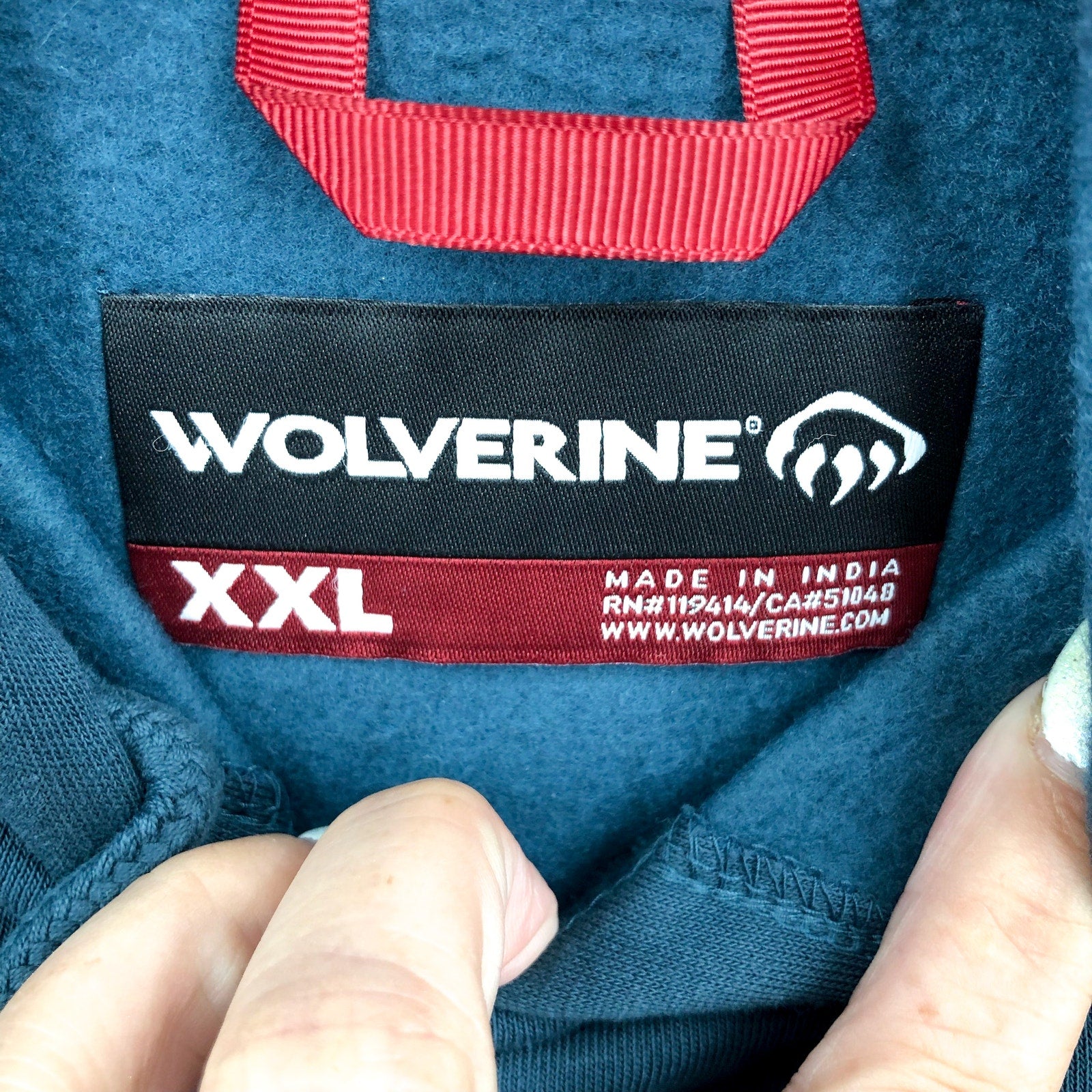 WOLVERINE Men's Midweight Graphic Hoodie XXL Dusk Blue Sleeve Logo Shirt NWT