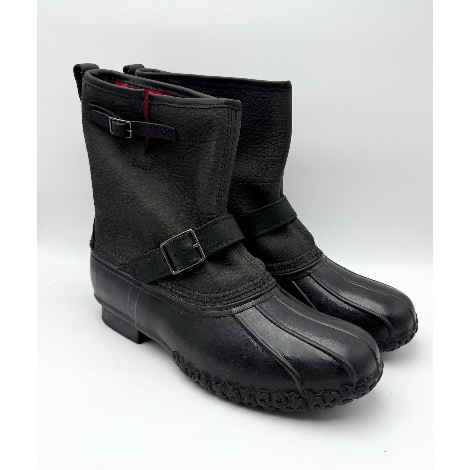 L.L. Bean Mens 10" Engineer Buckle Boots US 12 Black Leather Waterproof NWOB