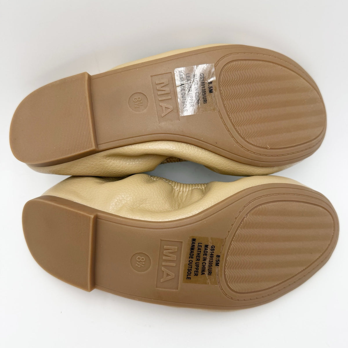 MIA Womens URI Ballet Flats Size 8.5 M Tan Beige Leather NWOB