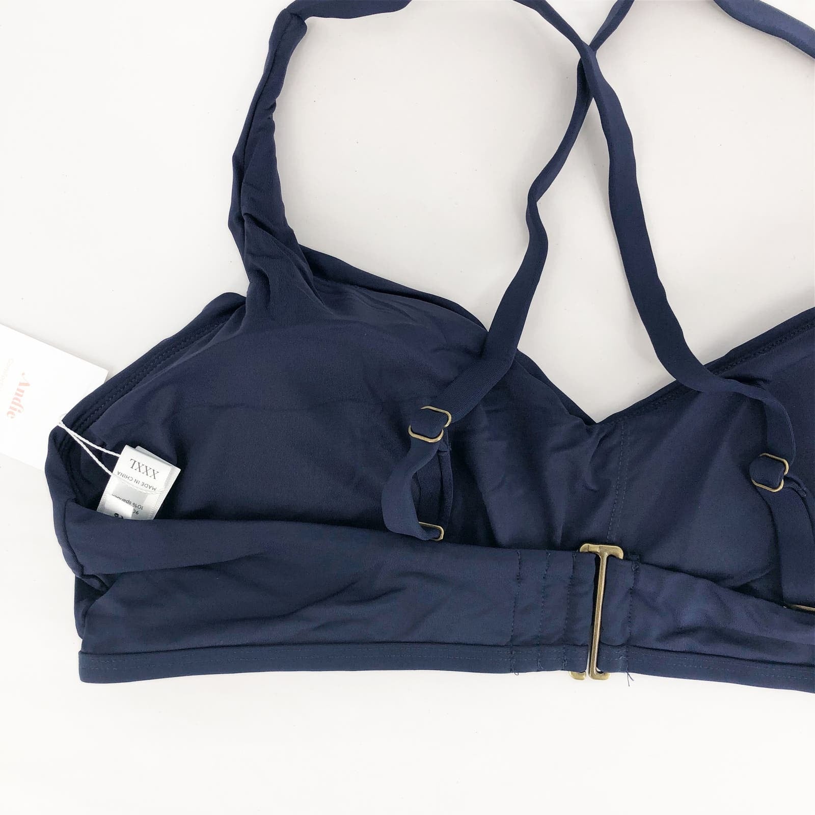 ANDIE SWIM Women's The Valencia Bikini Top 3XL Navy Blue V-Neck NWT