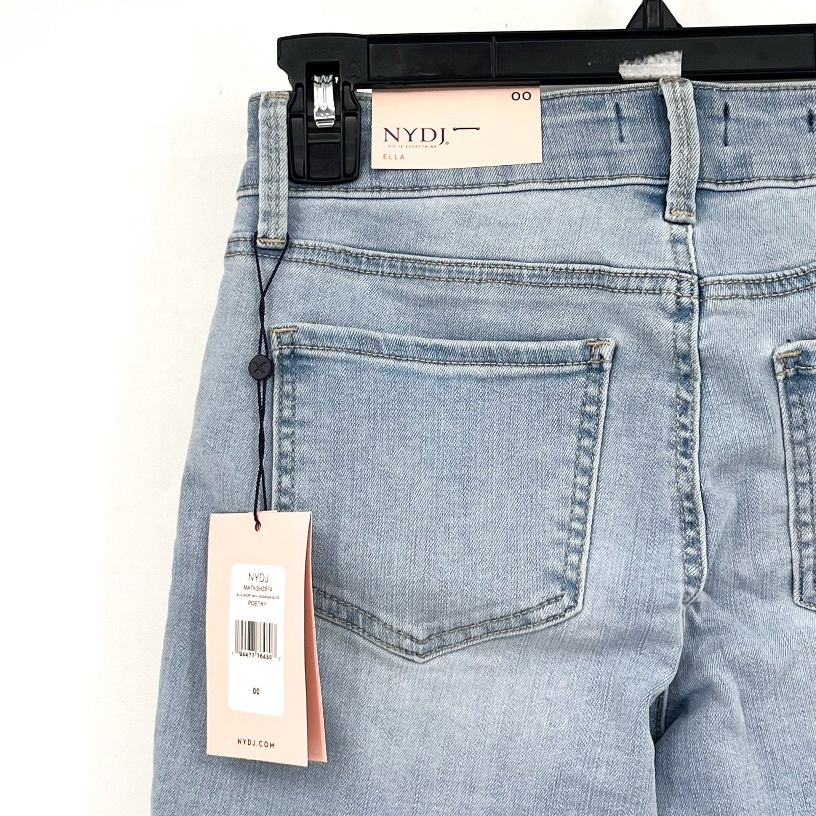 NYDJ Womens Ella Denim Shorts Size 00 Light Blue Poetry 8" Inseam NWT