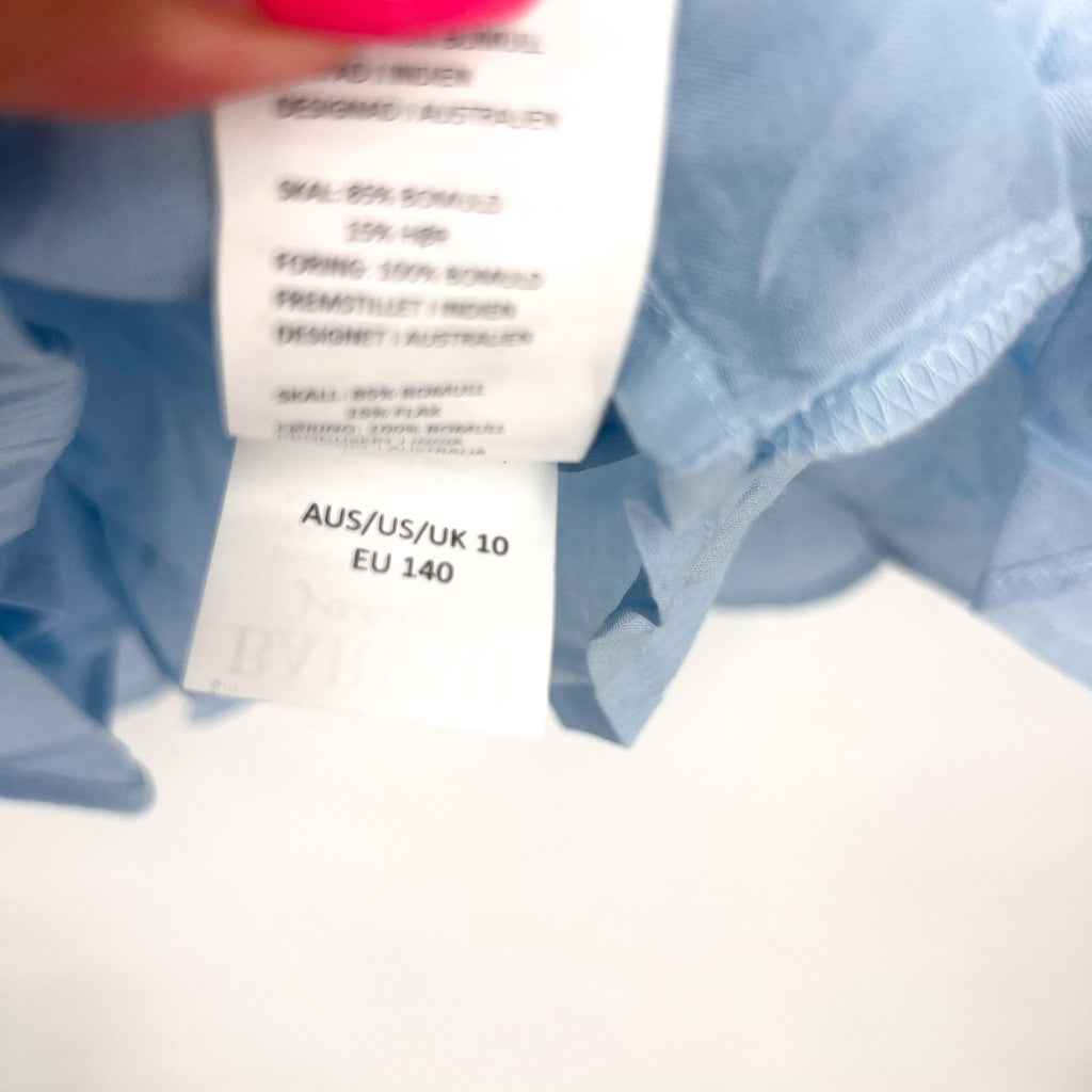 BARDOT JUNIOR Girl's Sky Mini Dress Size 10 Sky Blue Short Cotton Flax NWT