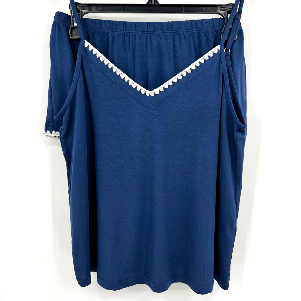 EBERJEY Frida Cami & Shortie Short PJ Set Small Navy Blue Ivory TENCEL Modal NWT