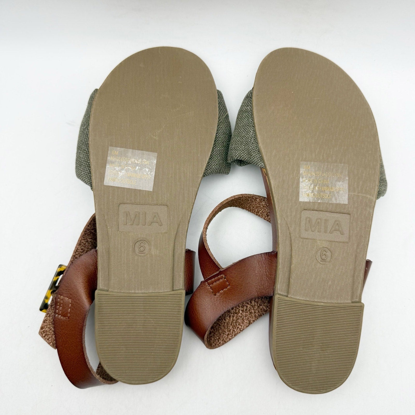 MIA Womens Addilynn Sandals US 6 Green Knotted Fabric Front NWOB