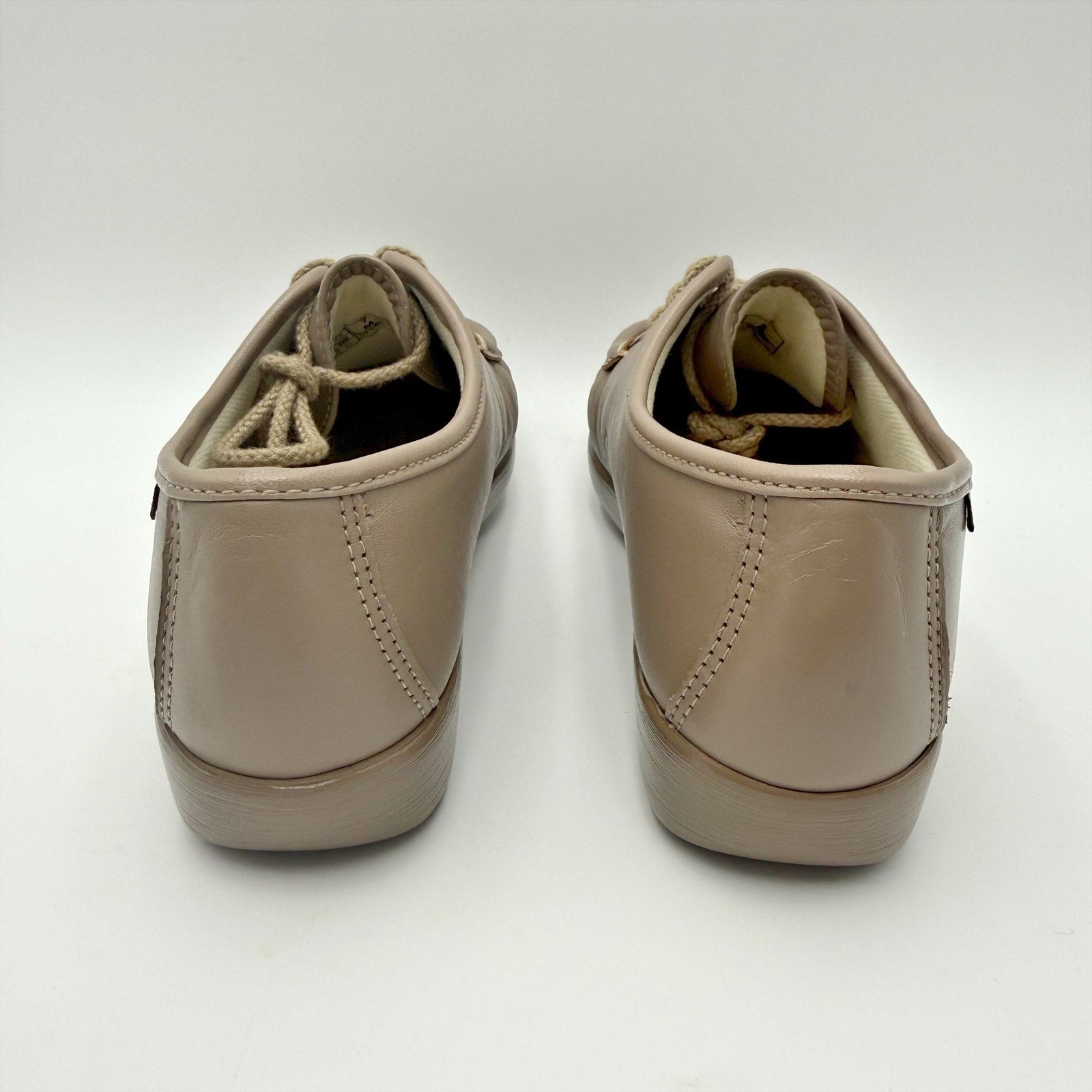 SAS Womens Siesta Comfort Tie Wedge Shoes US 7 M Mocha Tan Leather NIB