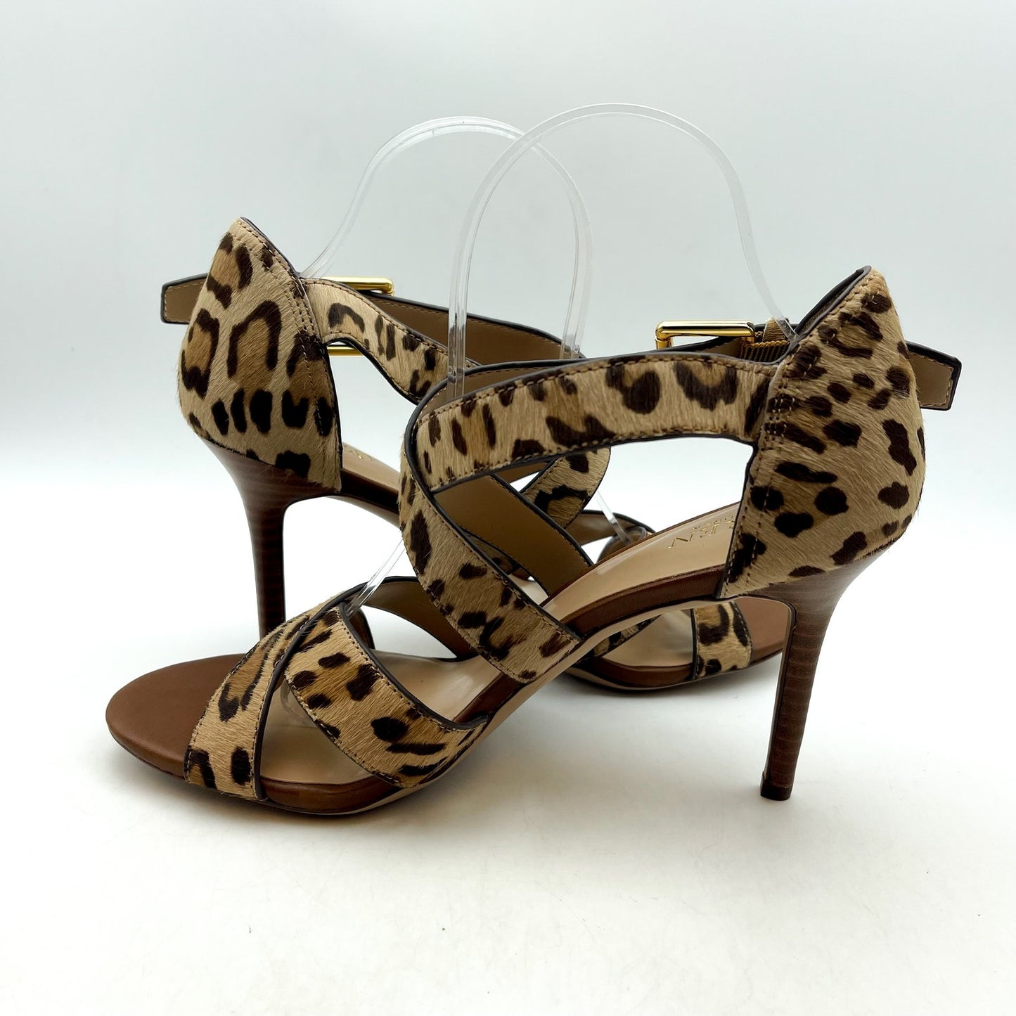 Lauren Ralph Lauren Gisella Haircalf Heel Sandals US 9.5 B Cheetah Leather NWOB