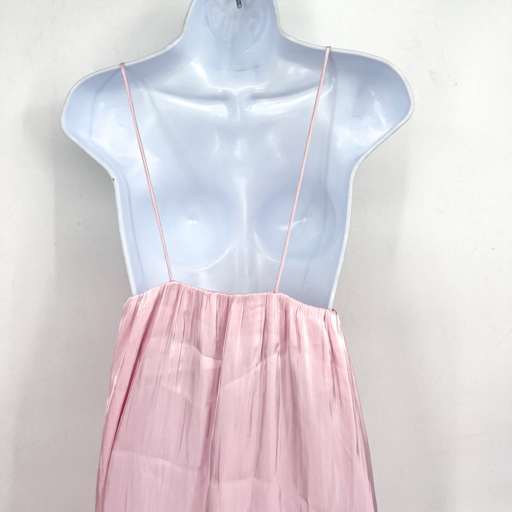 GANNI Womens Changeant Strap Dress Size 34 US 2 Chalk Pink Satin Slip Dress NWOT