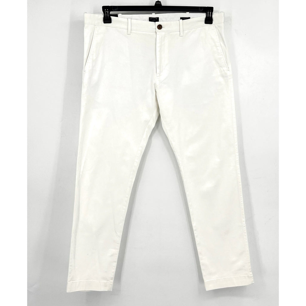 J.CREW Men's Slim-fit Flex Chino Pants 38x32 White Stretch Flat Front H3167 NWT