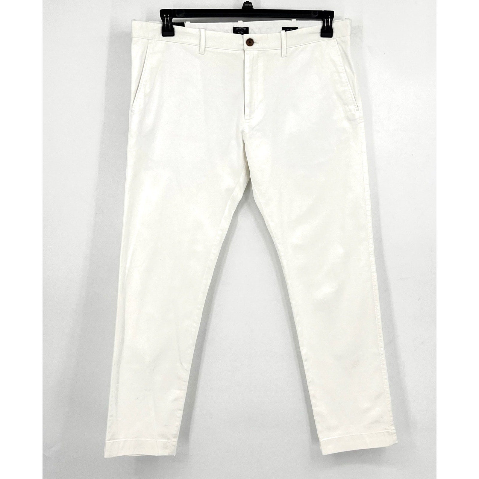 J.CREW Men's Slim-fit Flex Chino Pants 38x32 White Stretch Flat Front H3167 NWT