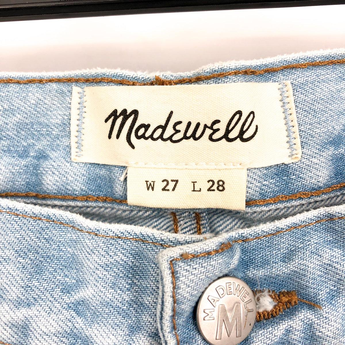 MADEWELL Men's 1991 Straight-Leg Jeans 27X28 Light Blue Halton Distressed NWT