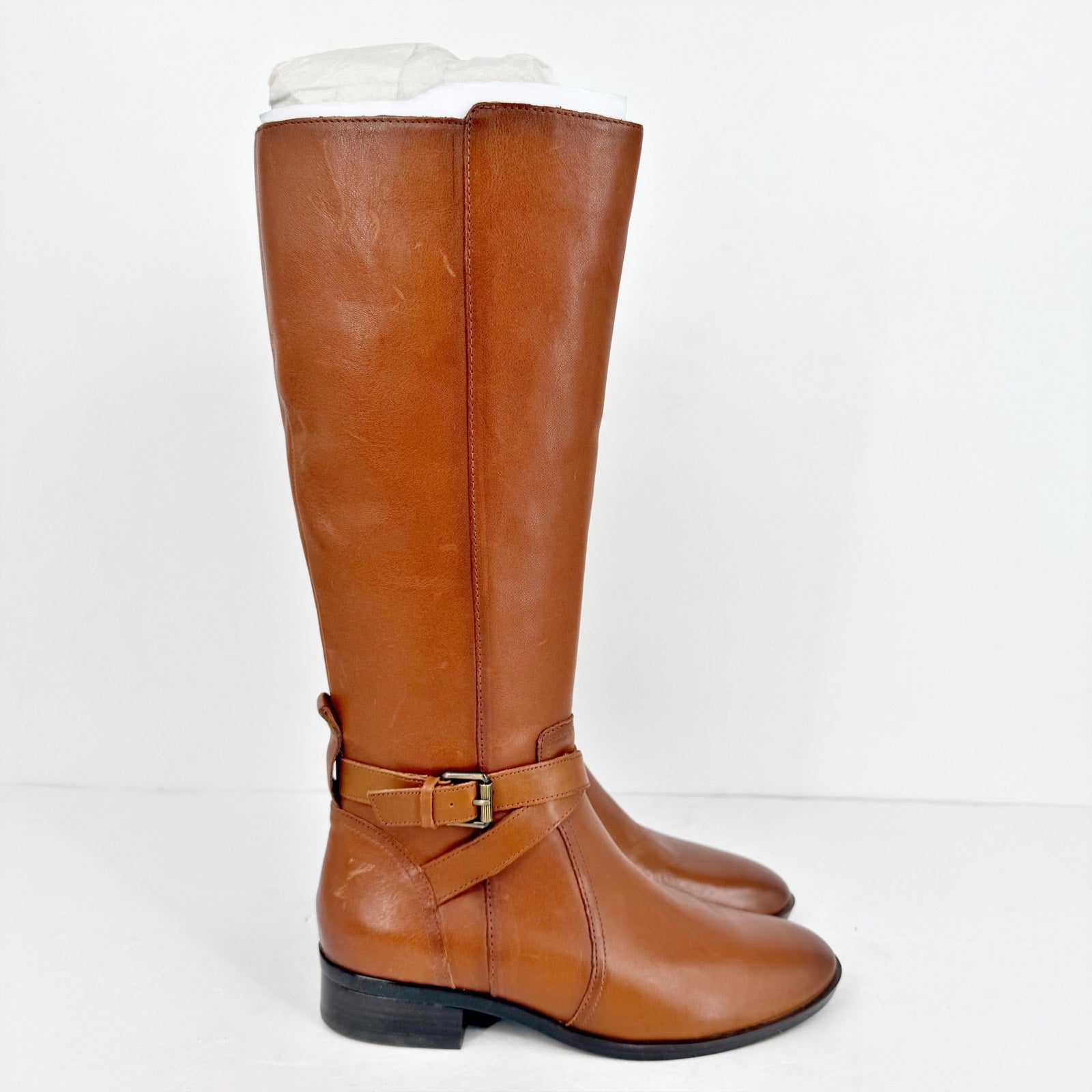 Naturalizer Womens Rena Knee High Boots US 7 Wide EU 37 Brown Leather NIB