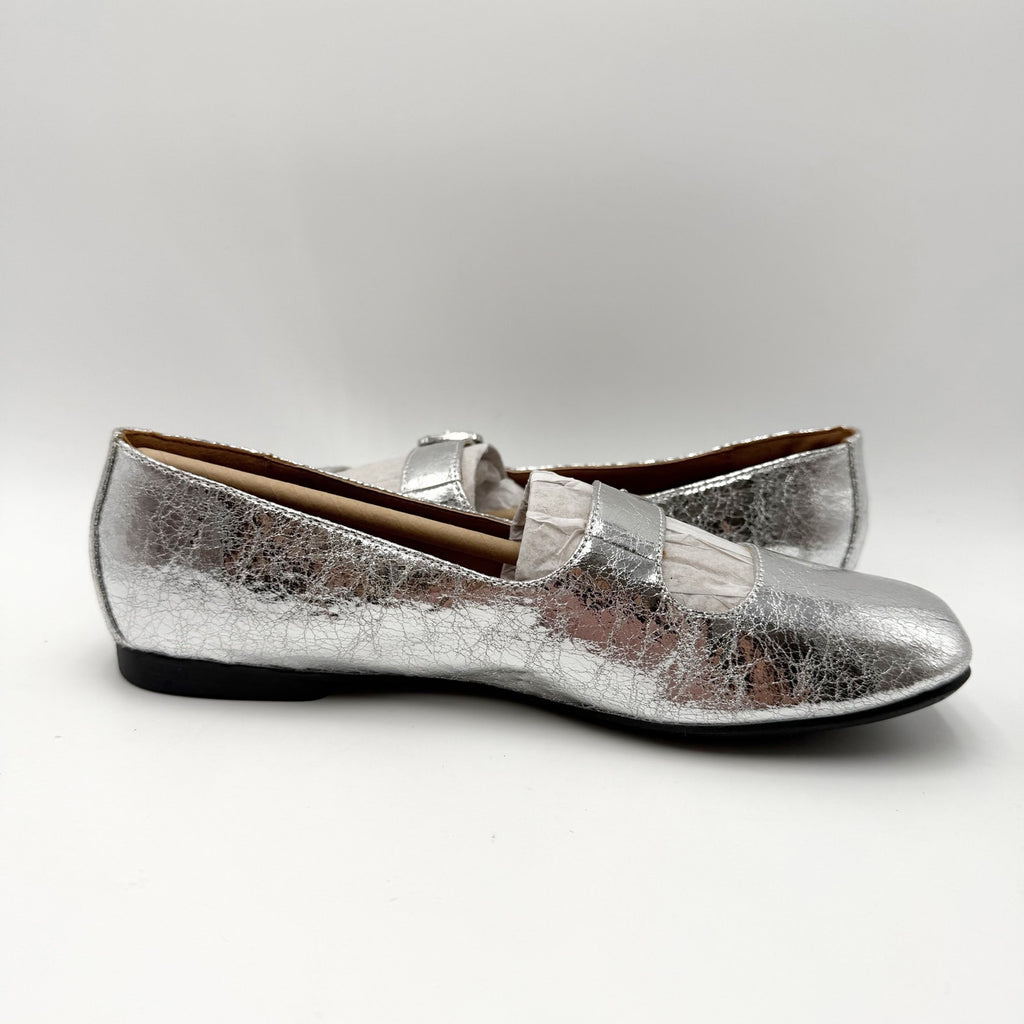 Zodiac Womens Indira Mary Jane Flats Size 7.5 M EU 38 Silver NIB