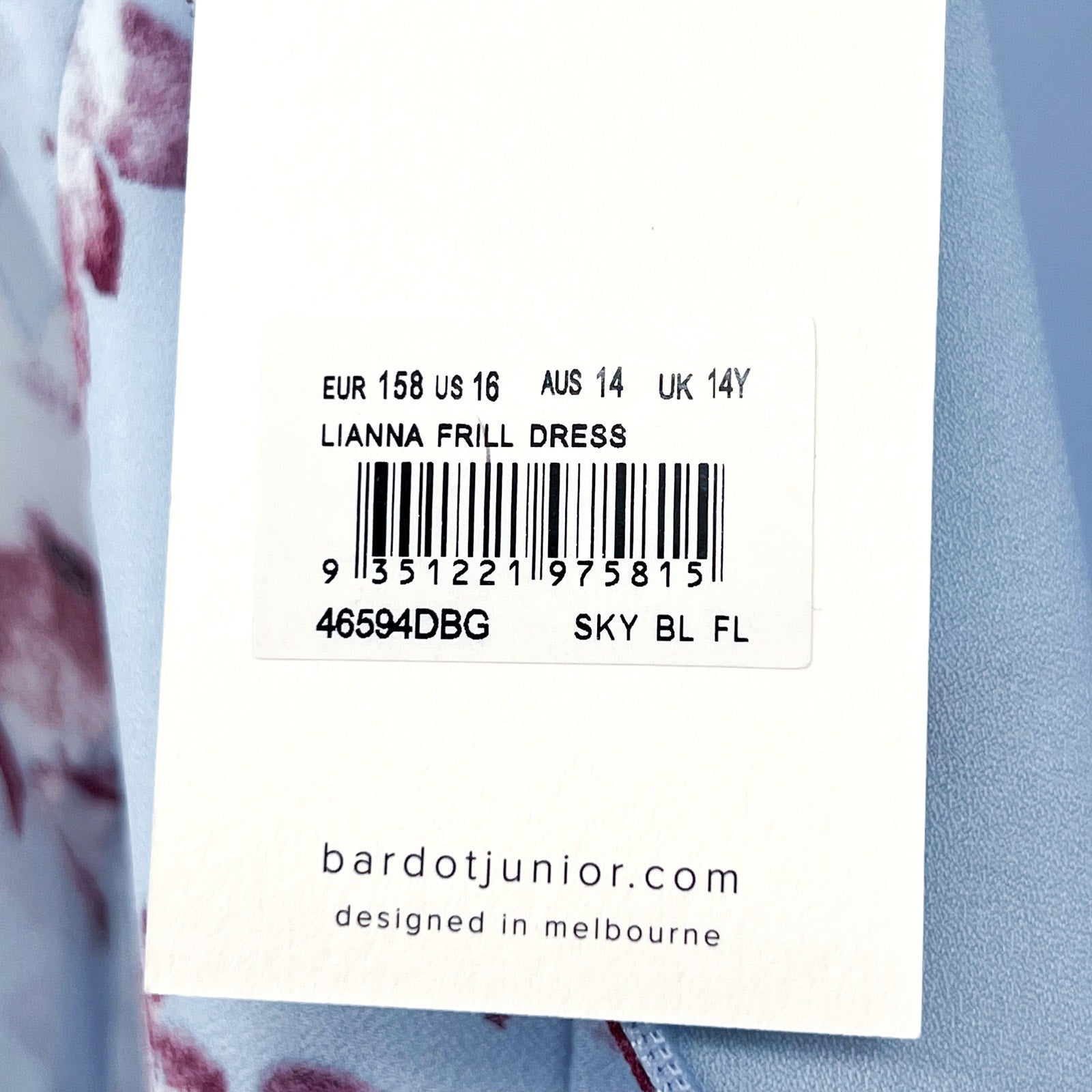 BARDOT JUNIOR Girl's Lianna Floral Frill Dress Size 14 Sky Blue Long Sleeve NWT