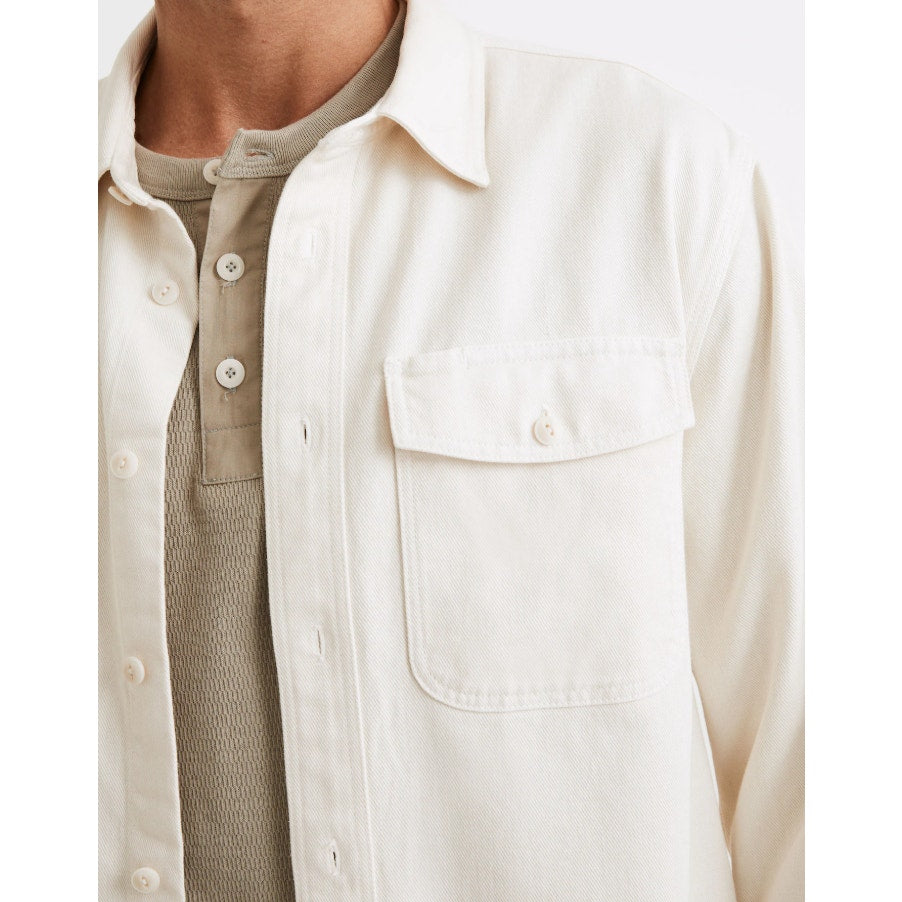 MADEWELL Men's Garment-Dyed Work Shirt Large Cream Long Sleeve NB643 NWT
