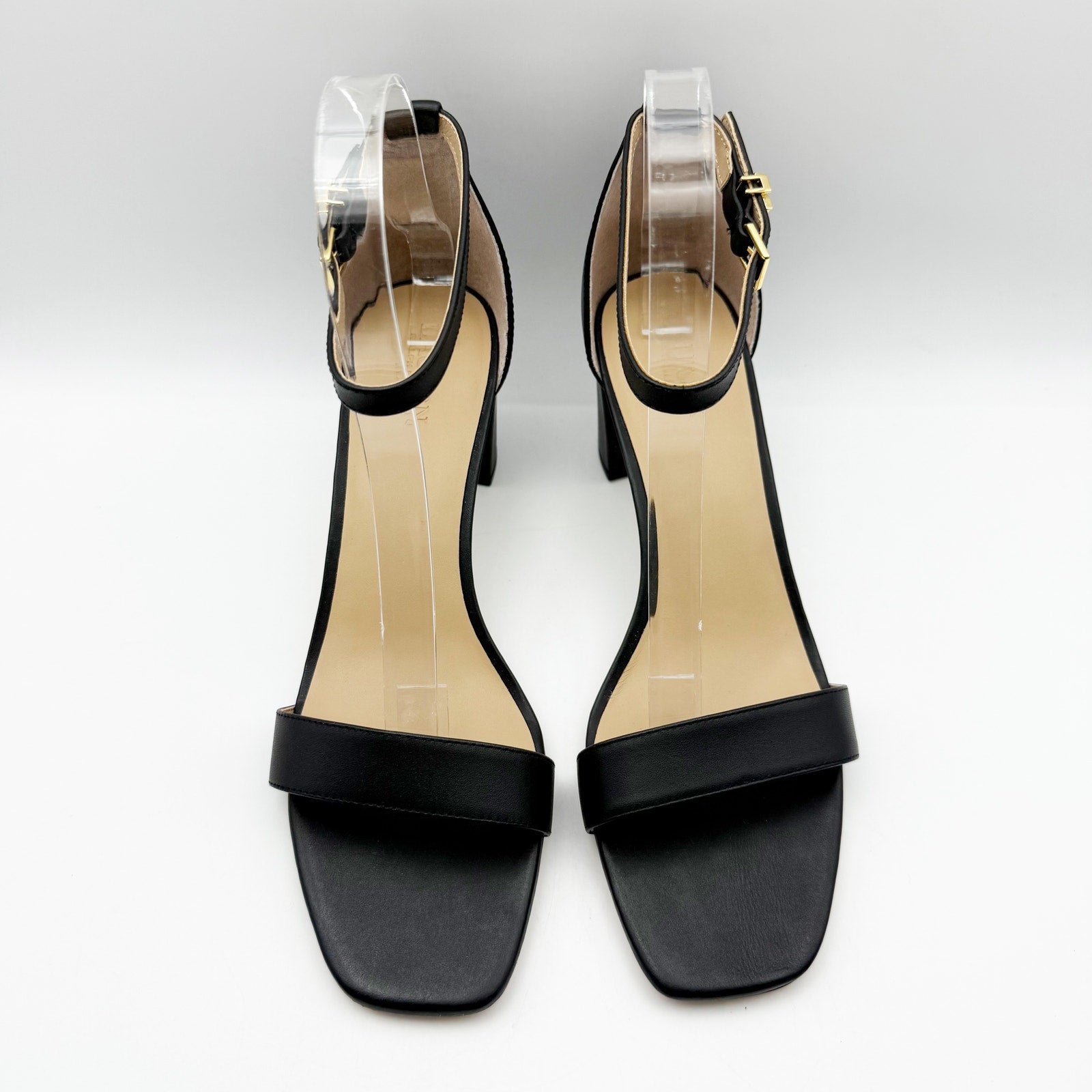 Lauren Ralph Lauren Womens Logan Heeled Sandals US 9.5 Black Leather NIB