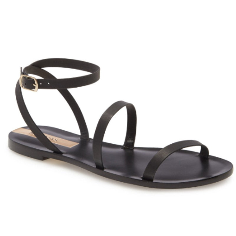 KAANAS Womens Vitoria Gladiator Flat Sandals Size 8 M Black NIB