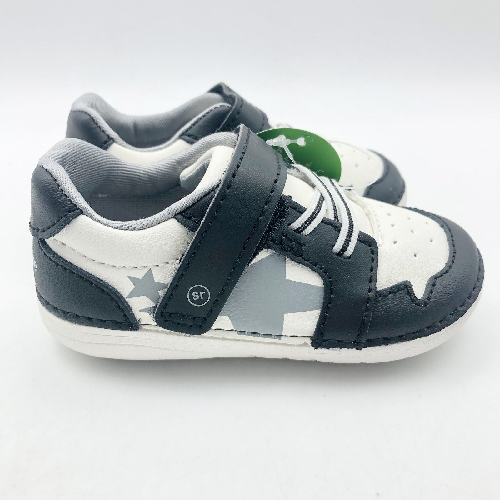 Stride Rite Baby Toddler Boys SM Waverly Sneakers 3 Wide Shoes Black White NIB