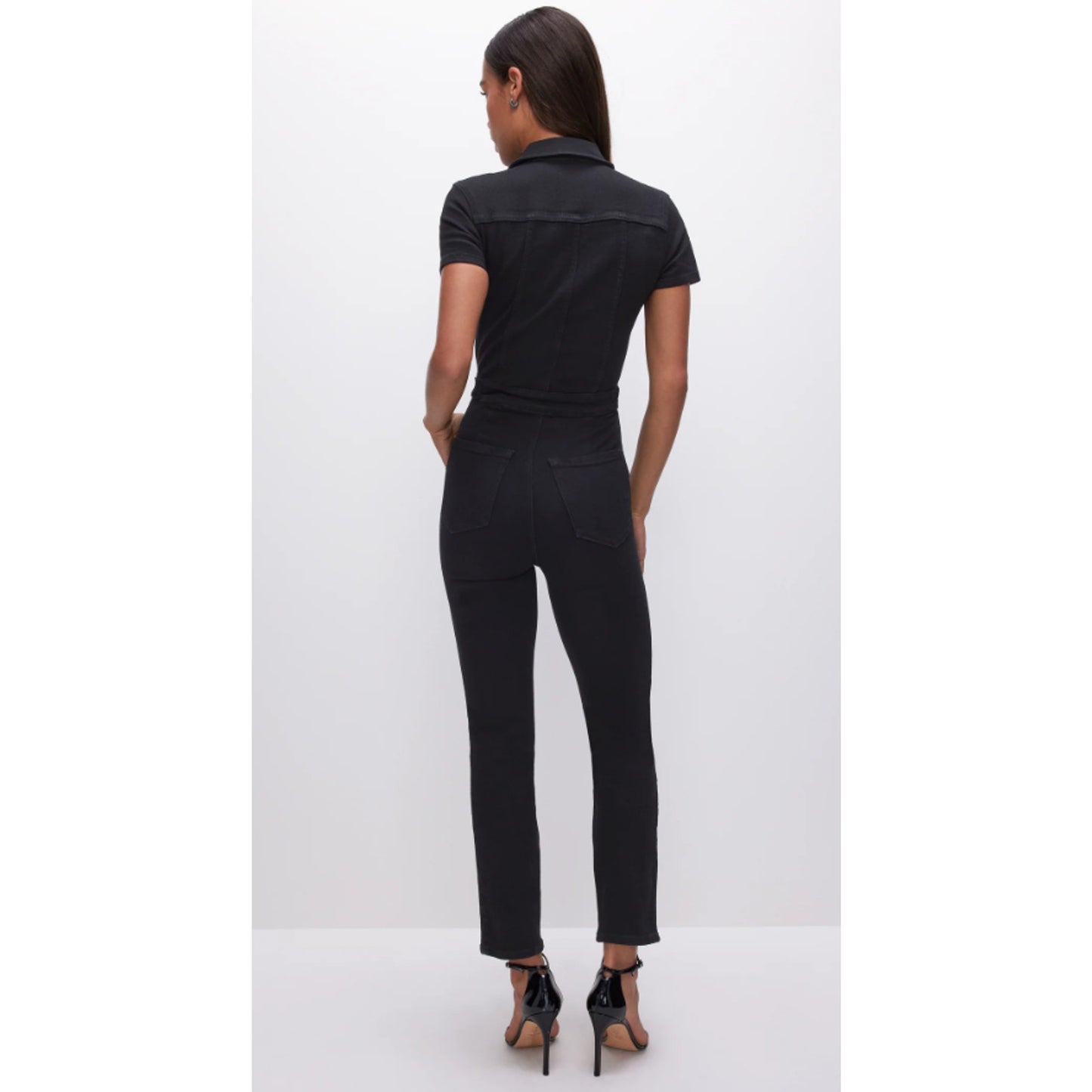 GOOD AMERICAN Women's Fit For Success Jumpsuit 1 Small Black Short Sleeve  NWT