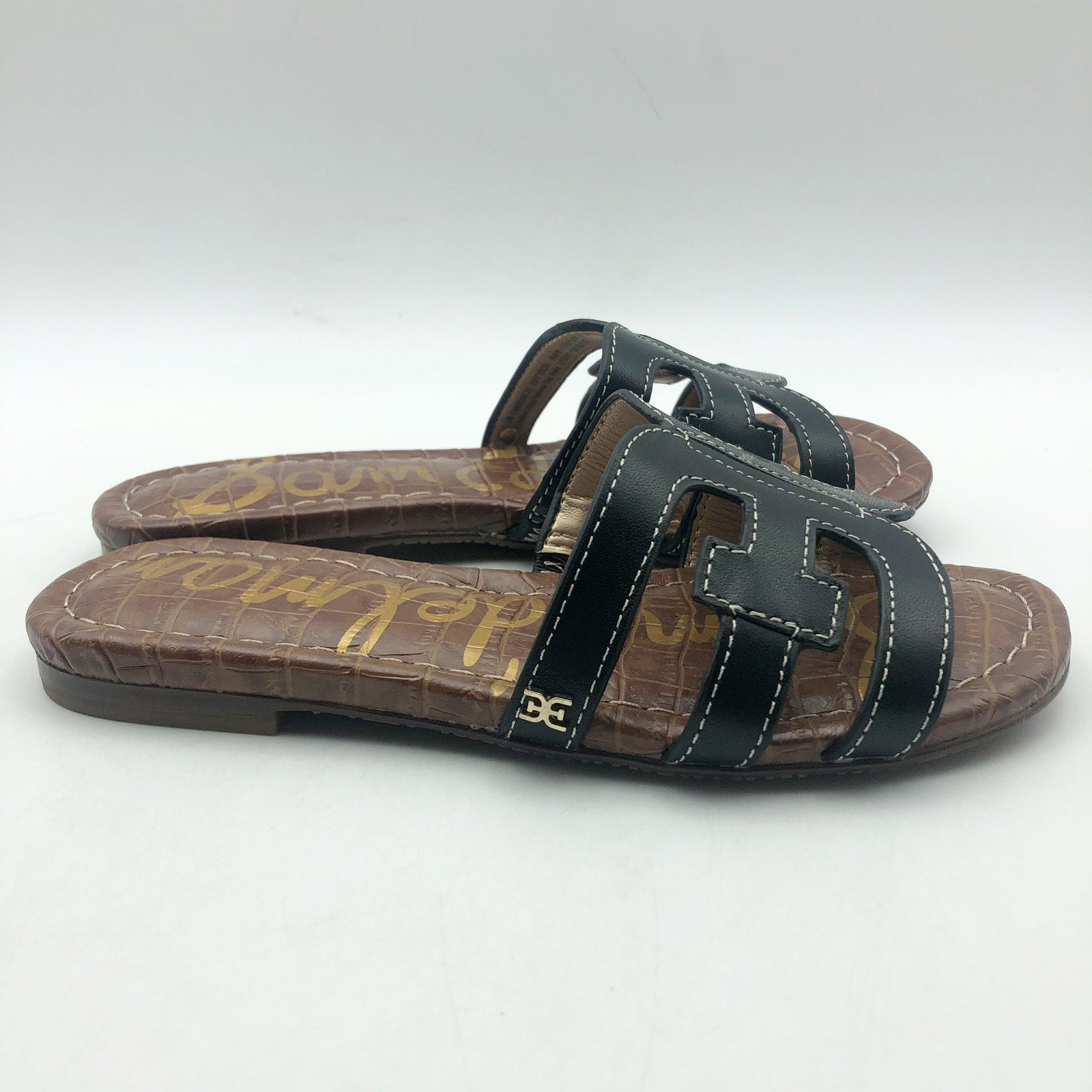 Sam Edelman Girls Bay Cut Out Slide Sandals US 13 M EU 31 Black Leather NIB