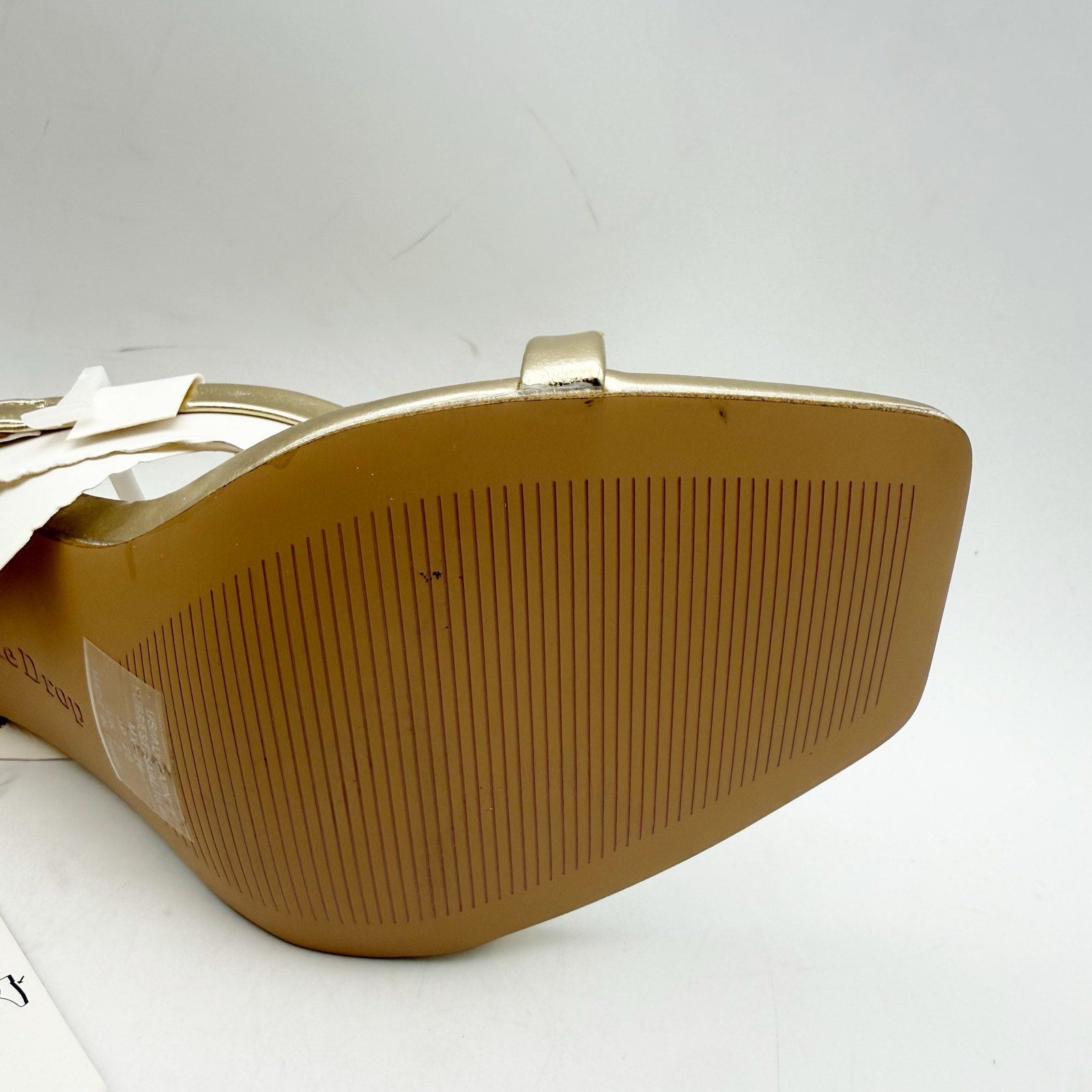 The Drop Womens Avery Heeled Sandals Size 9 Gold 2-Strap Block Heel NWOB