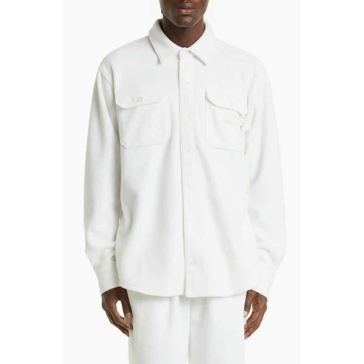 Advisory Board Crystals Mens Polar Shirt Jacket Medium White Fleece NWOT