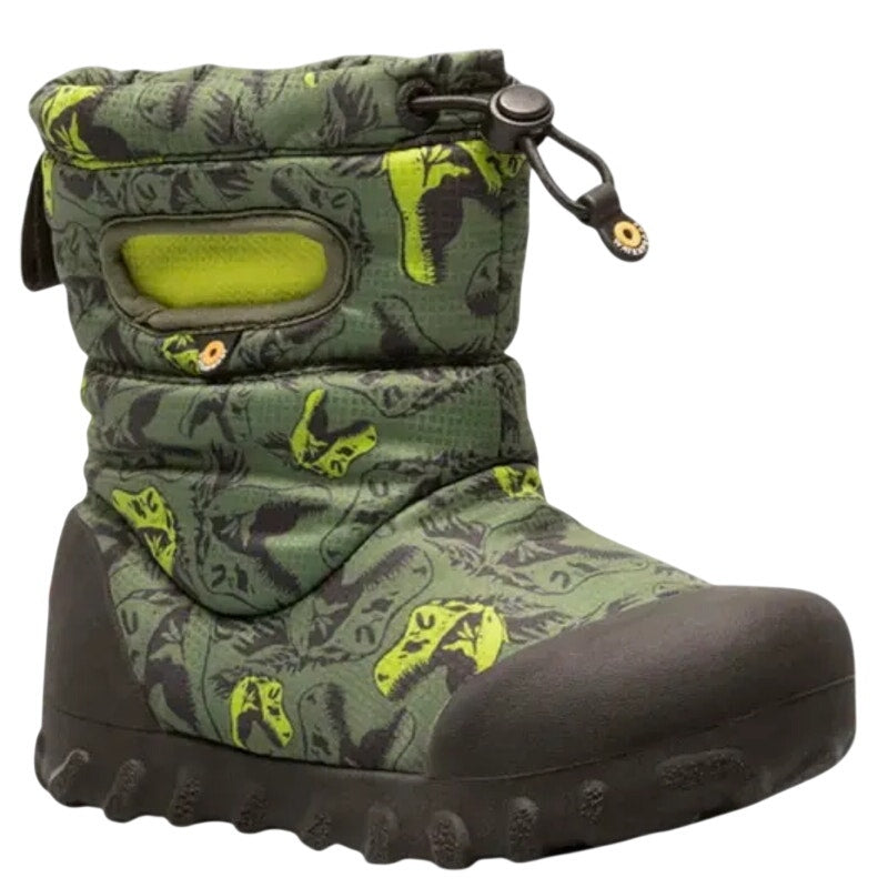 Bogs Big Kids B-Moc Snow Boots Size 5 Green Dinosaur Pattern Waterproof NWOB