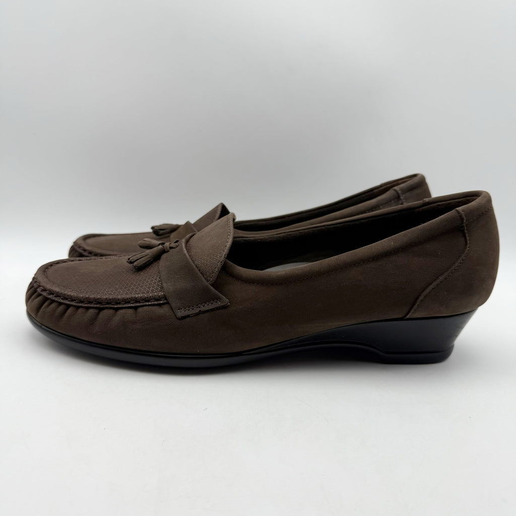 SAS Womens Taylor Wedge Loafers Size 12 M EU 42.5 Brown Leather NIB