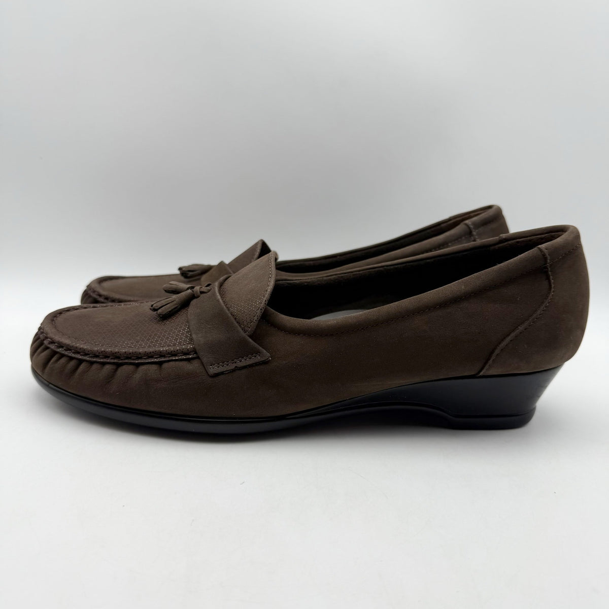 SAS Womens Taylor Wedge Loafers Size 12 M EU 42.5 Brown Leather NIB