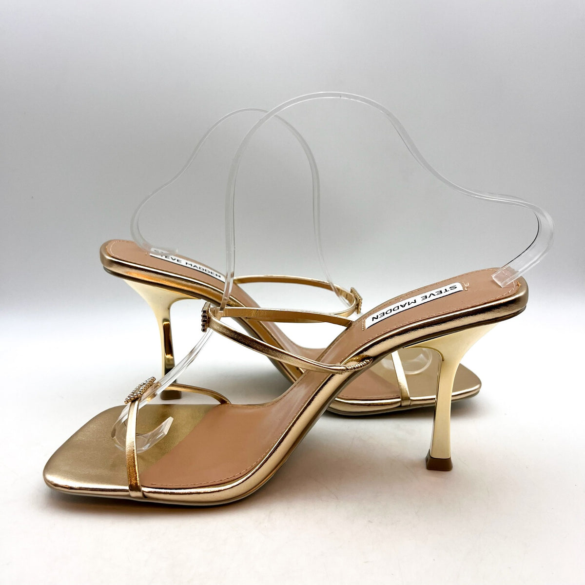 STEVE MADDEN Women's Aislin Heeled Sandals Size 10 Gold Square Toe NWOB