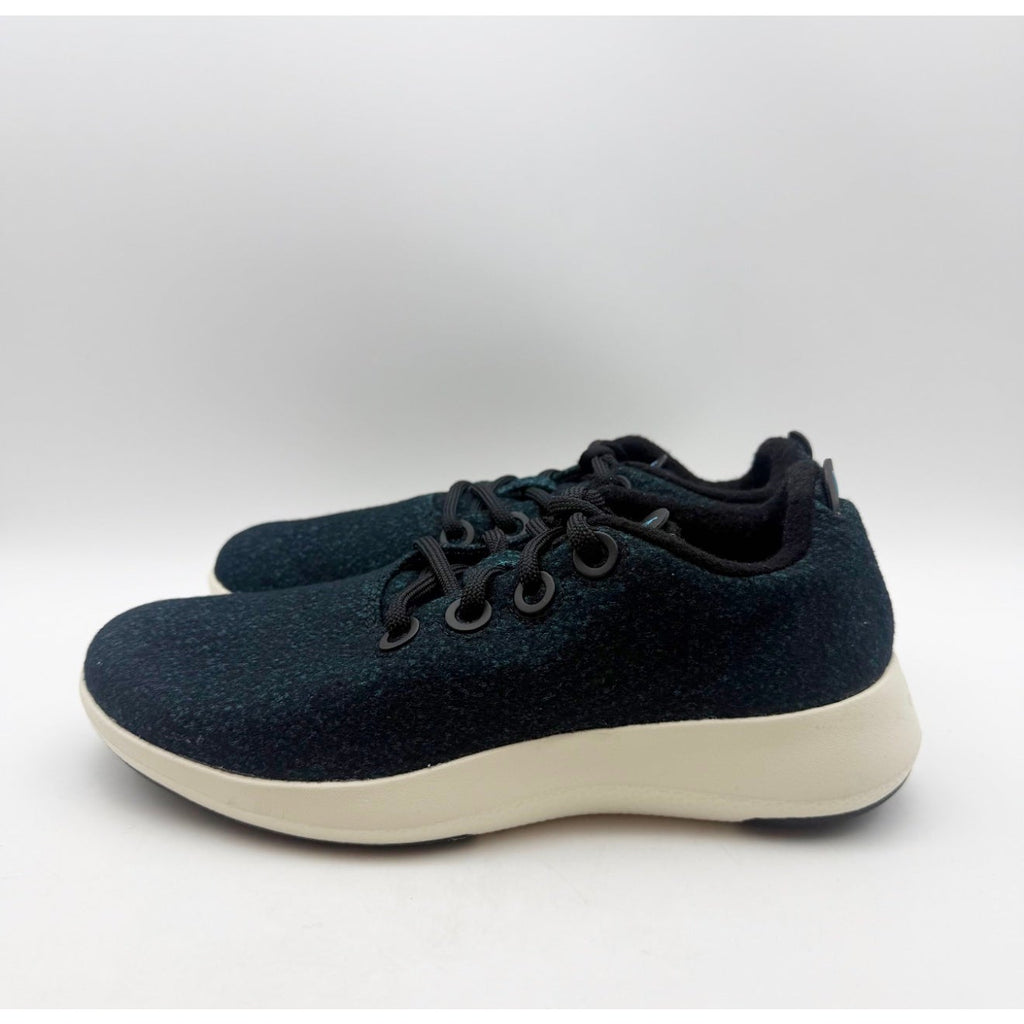 ALLBIRDS Womens Wool Runner Mizzle Shoes Size 7 Black Teal Water Repellent NWOB
