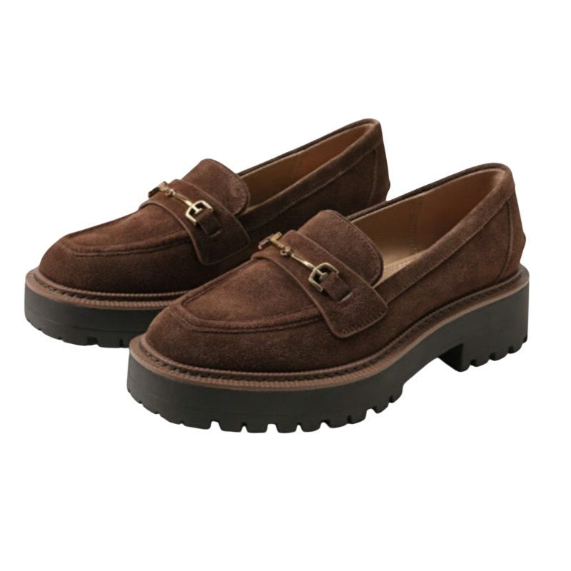 Sam Edelman Womens Lea Platform Loafers Size 8.5 M Brown Suede NIB