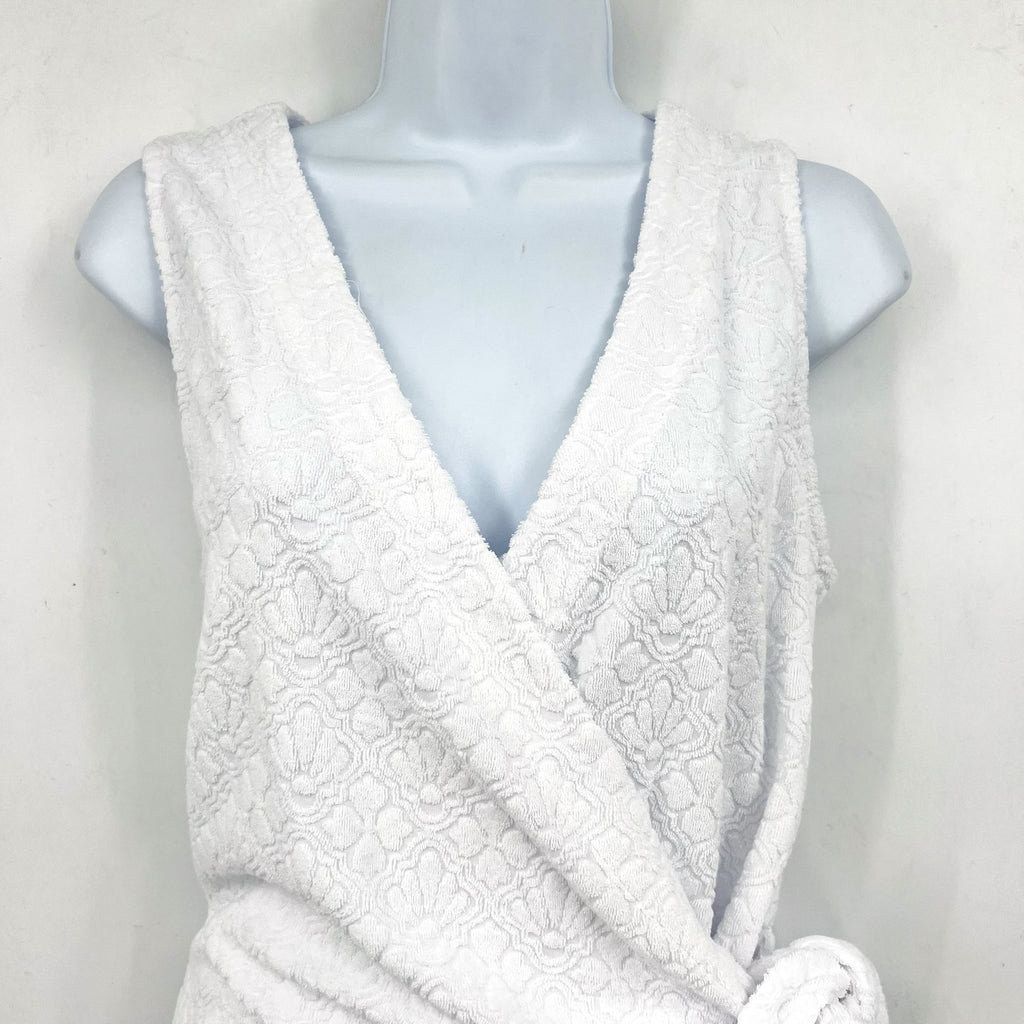 TOMMY BAHAMA Terry Romper Cover Up Medium White Side Tie Textured Spa NWT
