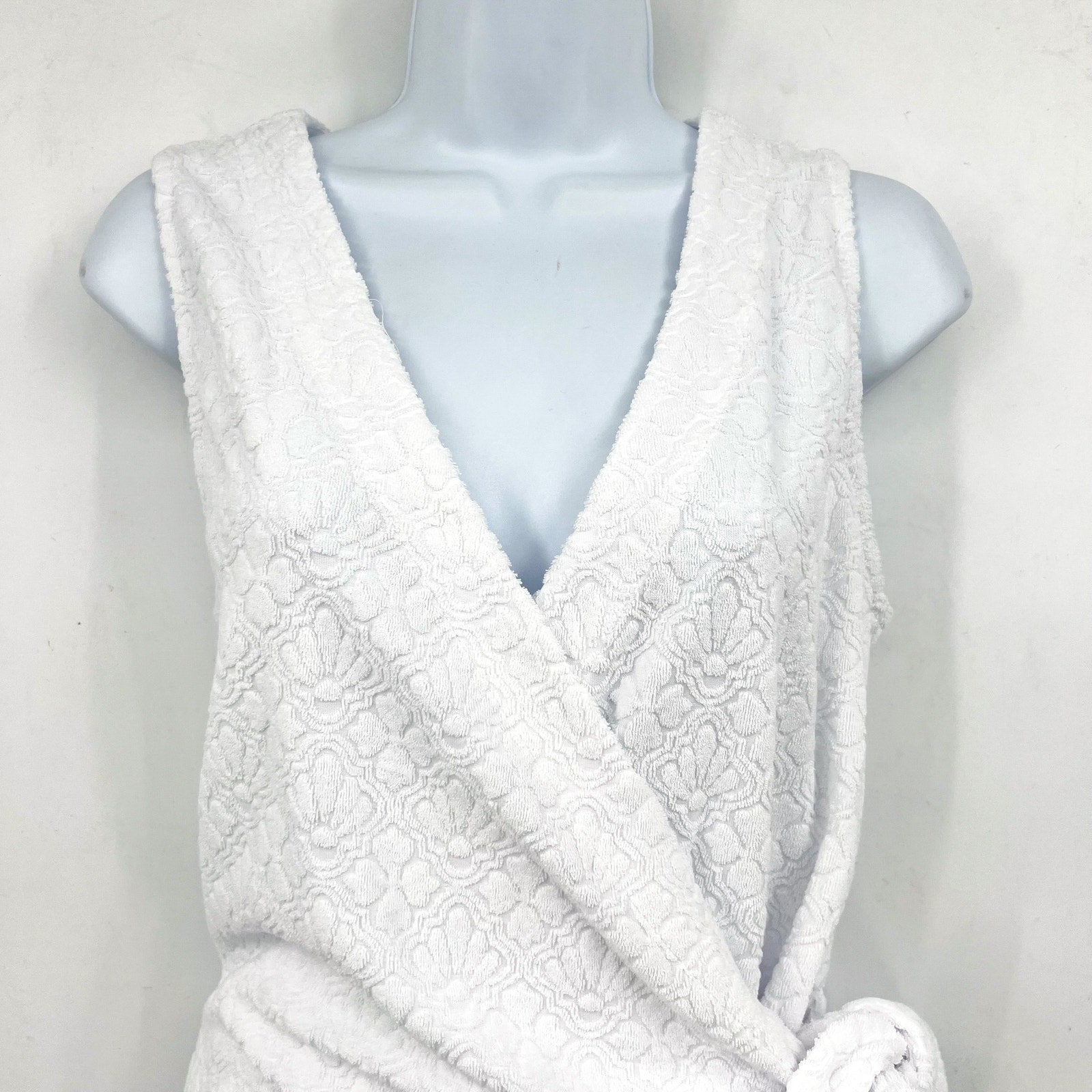 TOMMY BAHAMA Terry Romper Cover Up Medium White Side Tie Textured Spa NWT