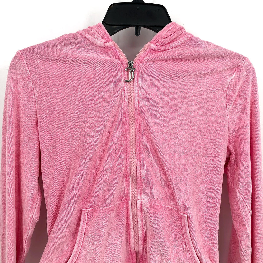 JUICY COUTURE Women's Big Bling Towel Terry Zip Hoodie Small Hot Hot Pink NWT