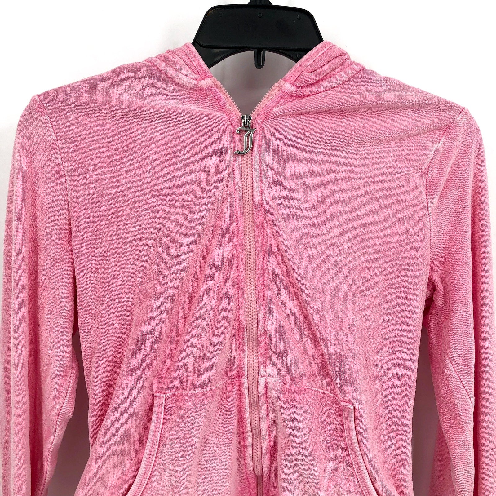 JUICY COUTURE Women's Big Bling Towel Terry Zip Hoodie Small Hot Hot Pink NWT