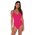 SUNSETS Women's Veronica One Piece Swimsuit Large Pink Begonia Sandbar Rib NWT