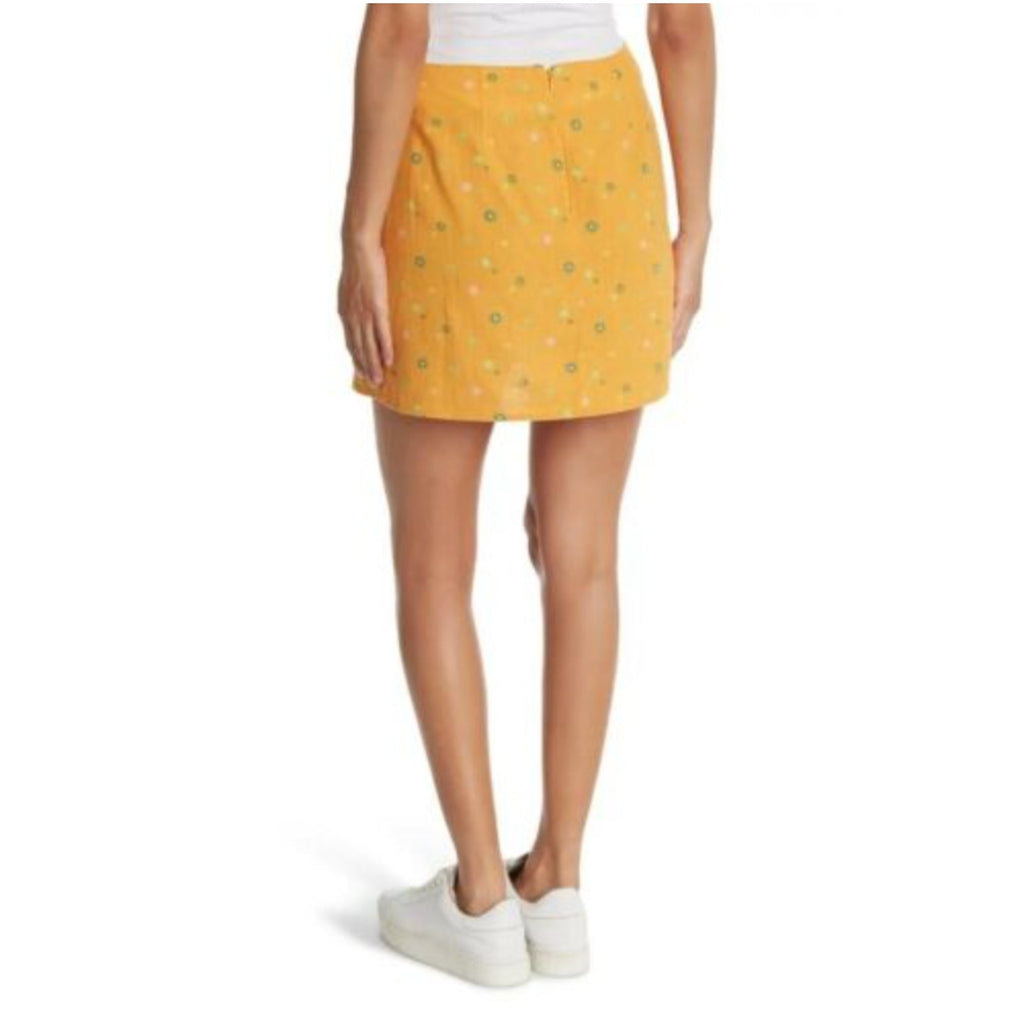 Abound Nordstrom Linen Blend Mini Skirt XS Orange Print Asterisk Floral NWT