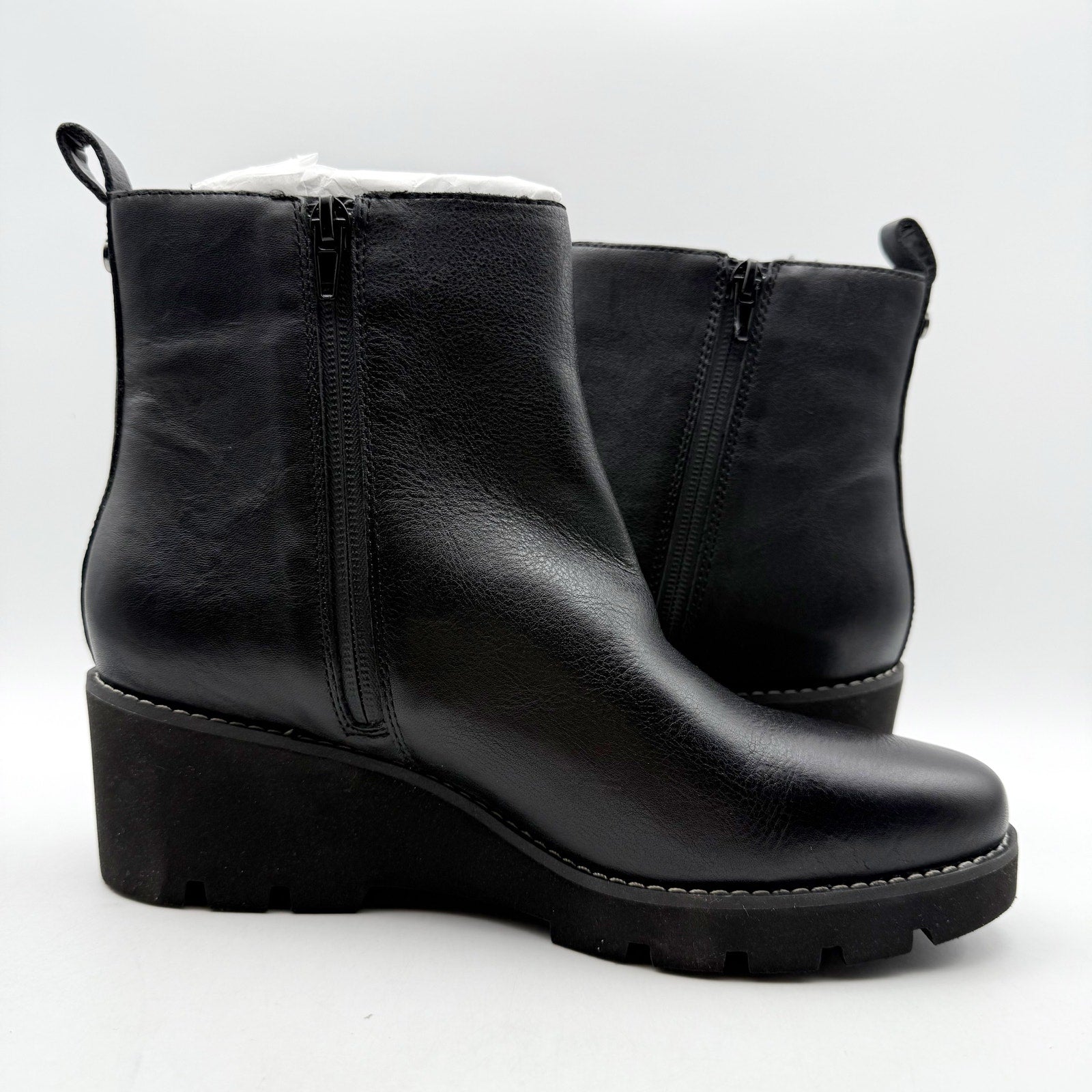 Vionic Womens Aria Ankle Booties US 8 EU 38.5 Black Leather NIB