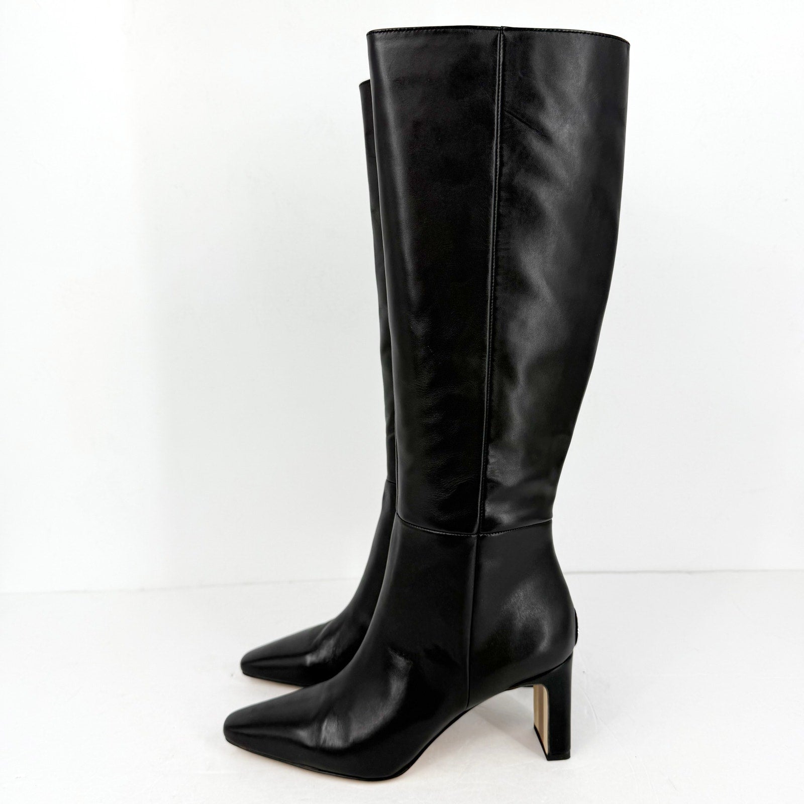 Sam Edelman Womens Sylvia Knee High Boots Size 7 Black Leather Pointed Toe NWOB
