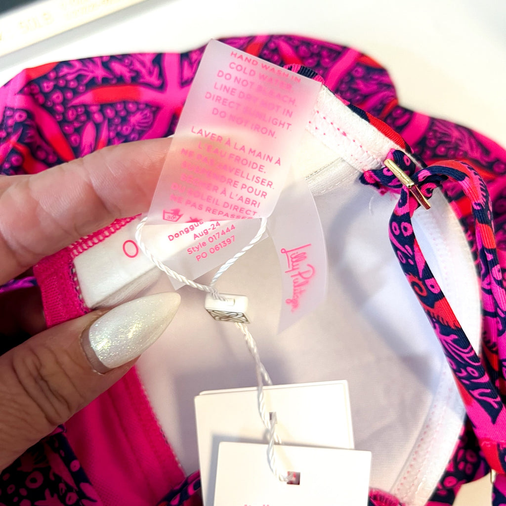 LILLY PULITZER Anneli One Piece Swimsuit Size 0 Pink Star Searching NWT